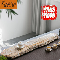 Natural wood fossil tea tray High-end monolithic single-layer office household retro style Chinese tea table Retro style tea tray