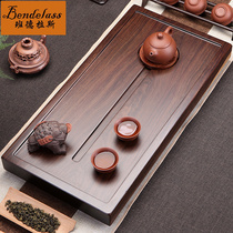 Chinese solid wood household tea tray ebony whole hand-polished high-end guest tea table living room long square tea sea