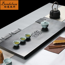 Chinese style Wujin stone tea tray Single-layer home office living room stone tea table rectangular tray tea sea drainage hole