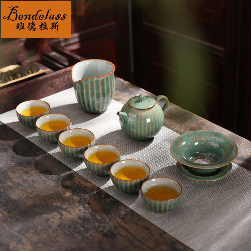 Kongfu tea furniture set group home small set of simple set of modern tea maker ceramic teapot tea cup upscale gift box dress