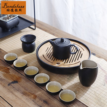 Travel Gongfu tea suit small set of home office portable ceramic full set of the minimalist side of the pot tea set black pottery