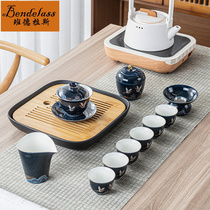 Kung Fu tea set Complete set of household living room tea maker Ceramic exquisite Chinese painting Office tea set with gift box