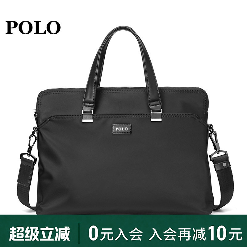 Polo Handbag Men's Casual Business Men's Canvas 14inch Computer Bag Black Crossbody Shoulder Horizontal Briefcase Polo Handbag Men's Casual Business Men's Canvas 14inch Computer Bag Black Crossbody Shoulder Horizontal Briefcase