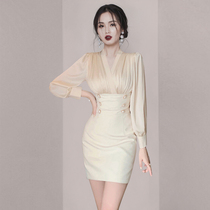 Body Wrap Hip V Collar Bubble sleeves Dress 2022 Summer Dress New Temperament High-end Famous Hasha Summer Womens Dress Dress