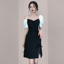 Woman Taste Heart machine Sexy temperament Body Shoulder Skirt 2022 Summer New womens clothing Harness Splicing one-piece dress