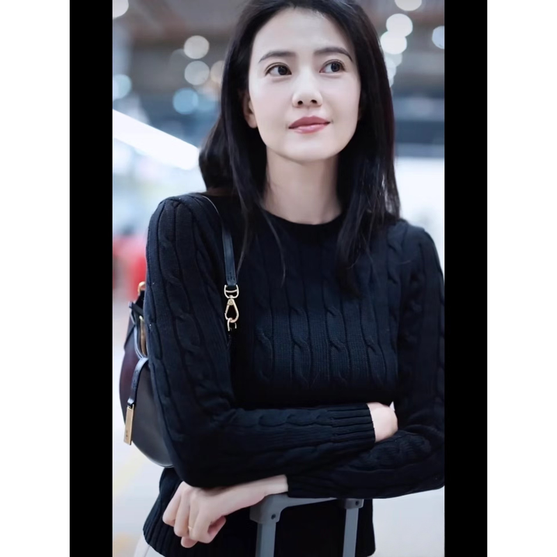 [National Goddess Style] Same Style as Yuan Yuan, Premium Women's Pima Cotton Cable Knit Top