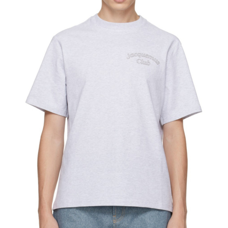 Jacquemus Short-Sleeved T-Shirt 2026 New Solid Color Unisex Cotton Versatile Pattern Printed Casual Top