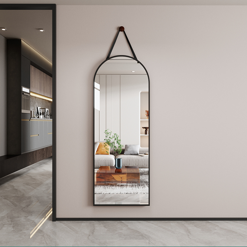 Full-Length Dressing Mirror, Wall-Mounted Self-Adhesive Fitting Mirror, Home Wall-Mounted Mirror with Hook, Door-Back Mirror, Bedroom Hanging Mirror, Large Mirror