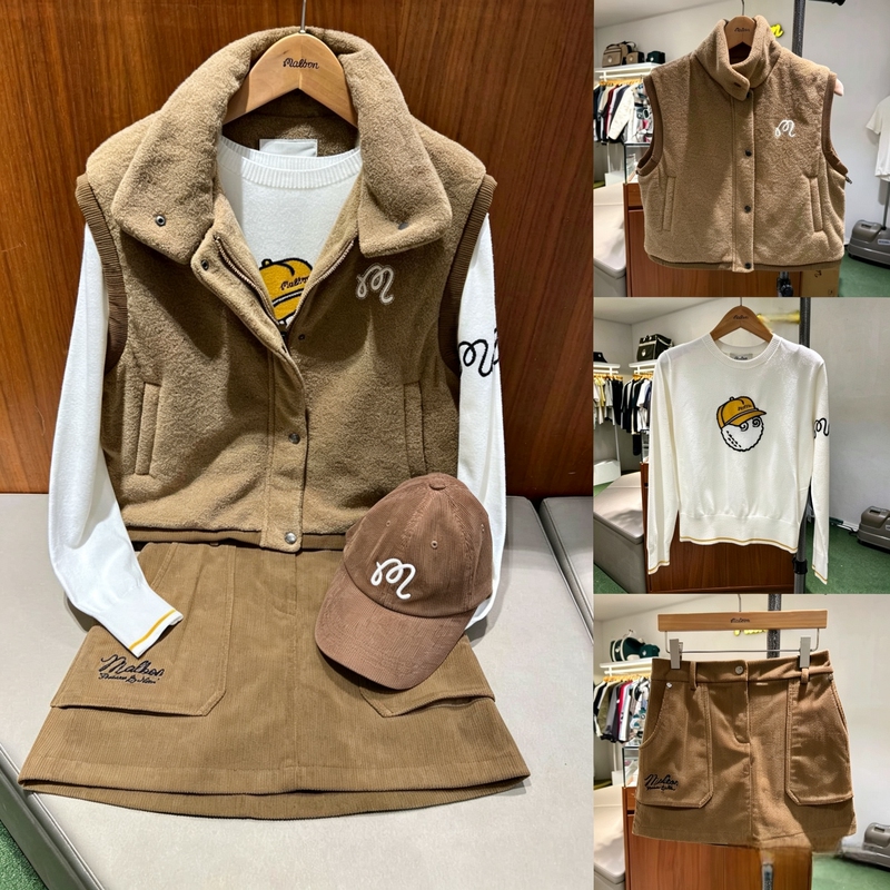 26 Winter Malbon Women's Golf Clothing Stand Collar Letter Embroidered Cotton Vest Versatile Top Korean Set