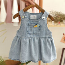 Baby Denim Dress Girl Dress Girl Summer Dress 2021 New Korea Ocean Air Sleeveless Vest Dress With Childrens Harness Skirt