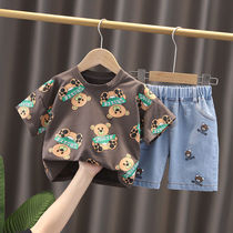 Childrens clothes boy summer clothing suit 2021 new handsome gas baby Summer short sleeves Children Korean version Two sets of damp
