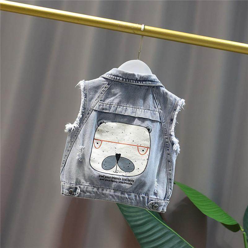 Children's denim vest boys 2021 spring and autumn new baby vests trendy foreign style outside wearing vest vest baby