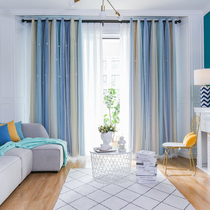 Hollow Starnet Red ins Curtain Blackout Nordic modern minimalist bedroom sunshade cloth living room adhesive hook special price