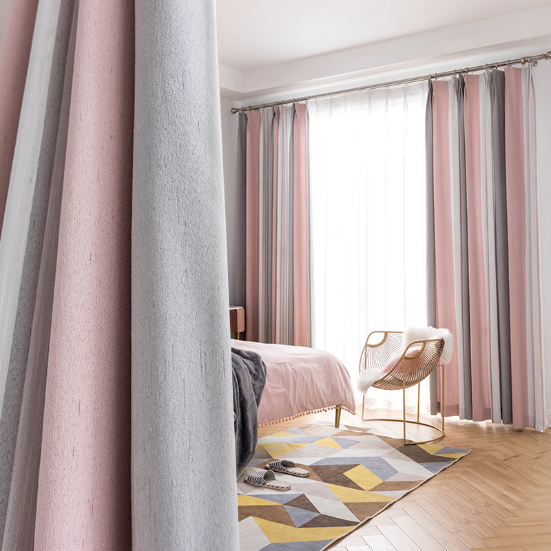 Nordic Minimalist Cashmere Curtain Shading Bedroom Thickened seamless splicing shading cloth Floating Windows 2021 New Living Room
