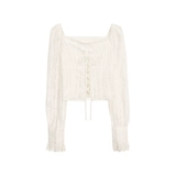 Белая кружевная весенняя рубашка, сексуальный лонгслив, открытые плечи