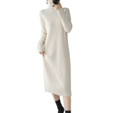 Свитер, демисезонное платье, длинная юбка, высокий воротник, премиум класс