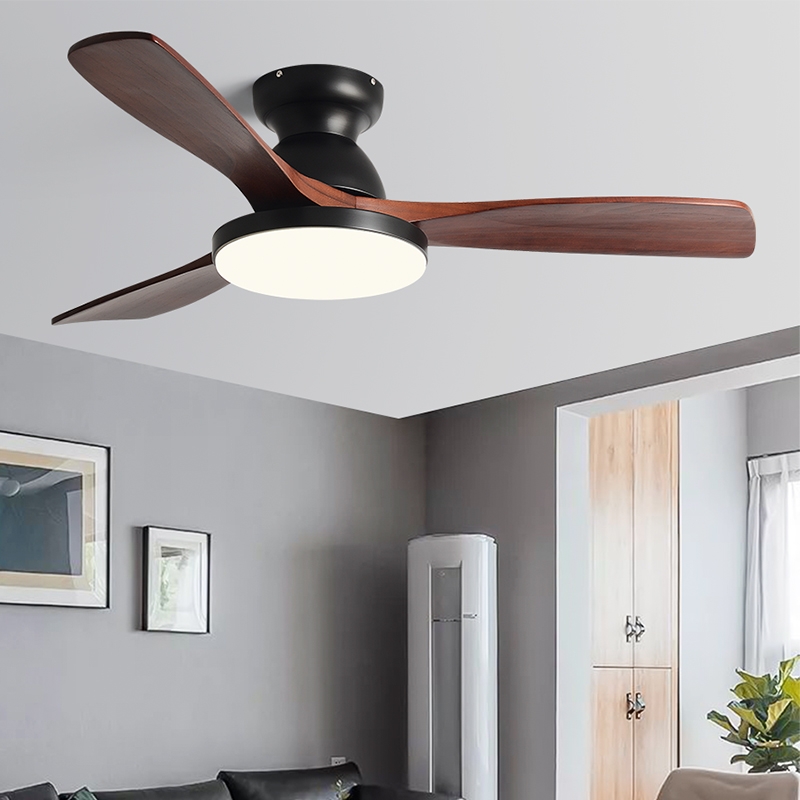 36 inch Nordic fan lamp restaurant solid wood bedroom household low floor ceiling smart voice - controlled fan chandelier