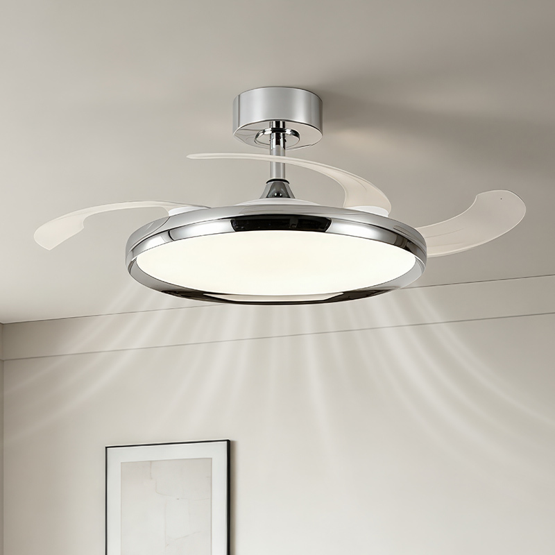Italian-Style Modern Minimalist Invisible Fan Light for Bedroom and Dining Room, Silent Ceiling-Mounted Bauhaus Fan Light with Strong Wind Power