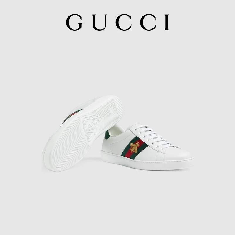 Gucci, спортивные белые туфли, с вышивкой