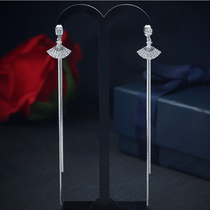 Tassel earrings long temperament 2021 New Tide 2020 Net Red advanced ear clip no ear hole sterling silver earring