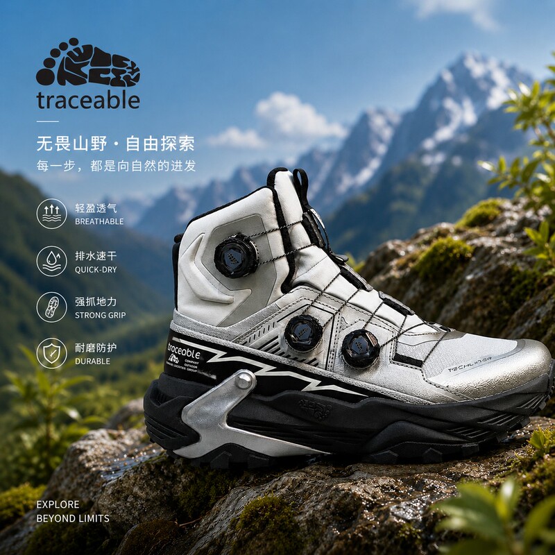 Traceable Bigfoot Trail Running Shoes with Rotating Buckle, Unisex Wear-Resistant Sports Shoes, Mid-Top Outdoor Hiking Shoes Traceable Bigfoot Trail Running Shoes with Rotating Buckle, Unisex Wear-Resistant Sports Shoes, Mid-Top Outdoor Hiking Shoes