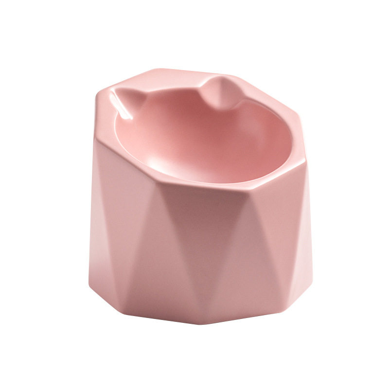 Wuli ceramic pet bowl Dog bowl Cat bowl Ceramic Cat and dog food bowl Fashion cat ear shape flat face Pet cat bowl