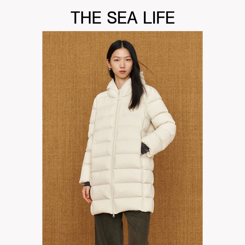 Ouhai Life Hooded Ribbed down Jacket for Women, New Winter Versatile Long Coat 22237