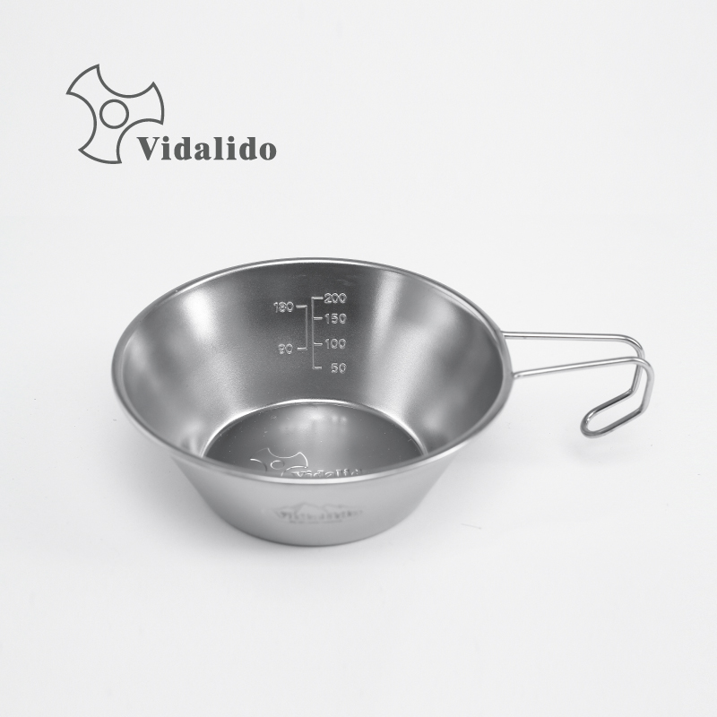 Vidalido outdoor stainless steel bowl camping picnic mountaineering coffee cup BBQ portable handle dishes