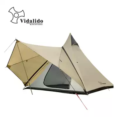 Vidalido outdoor camping 4 people Indian pyramid tent sunshade sunscreen foyer double rain tent
