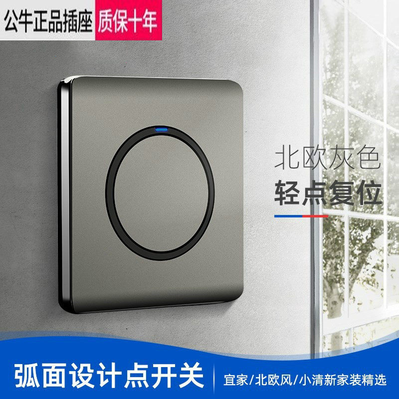 Bull Switch Socket Switch Panel With LED Indicator Light Silver Grey Frosted Light