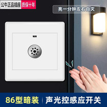 Bull 86 Type Intelligent Induction Timelapse Acoustic Control Panel Delay Automatic Power Cut Sound And Light Control Switch Building Lane Home