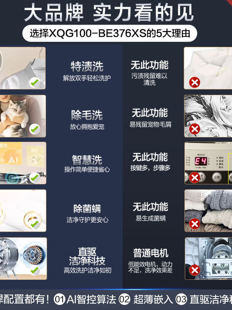 [Chasing Light] Haier Drum Washing Machine for Home Use, Fully Automatic, Ultra-Thin, Direct Drive, Essence Washing, Large Capacity 376