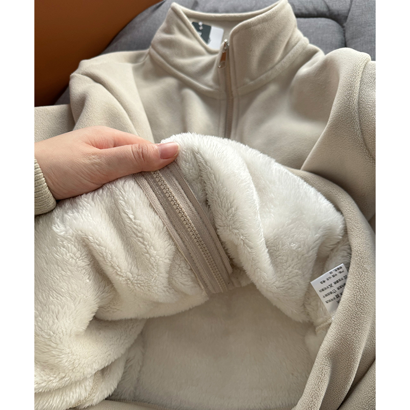 Rocky Velvet Gush Jacket Lady Autumn Winter Sheep Lamb Wool Winter Thickening inner lap Clothing Lamb Suede Grabbing Suede Coral Liner-Taobao