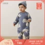 Papa đan jumpsuit nam và nữ bé mùa thu đông body cotton thông hơi cho bé