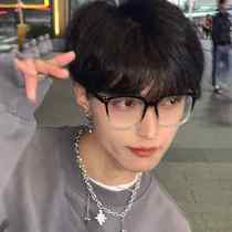 Korean version of retro polygonal black-frame glasses mens big face looks thin student myopia can be equipped with degrees to prevent blue light radiation tide