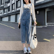 Pregnant womens pants wear spring and autumn casual new jeans straps fashion with bloated legs pants in autumn