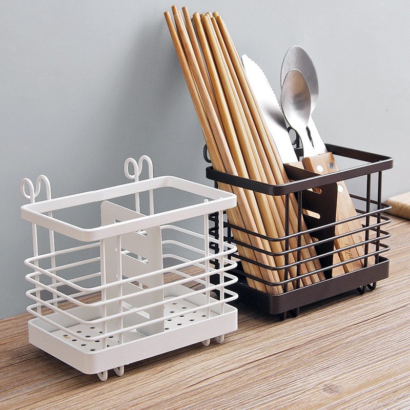 Chopstick Containing Box Drain Large Capacity Large Number Chopstick Basket Flat Release Chopstick Cylinder Drain Chopstick Cage Kitchen Shelve-Taobao