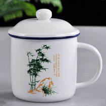 Ceramic nostalgic old-fashioned household covered personality thickened imitation enamel cup retro simple office cute classic