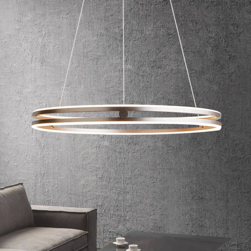 Simple living room LED chandelier round postmodern creative ring bedroom study dining room designer chandelier