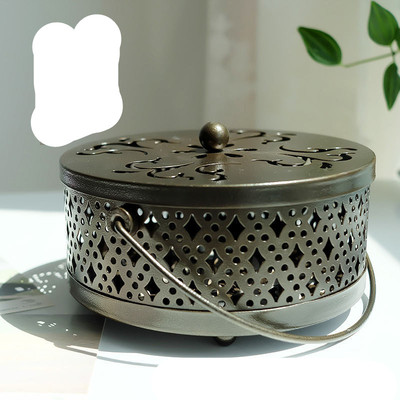 创意蚊香盘蚊香盒香薰炉镂空复古带盖防火蚊香架家用户外大号托盘