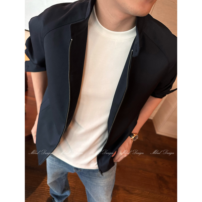 Mbnl-F/Qin Lei Men's Clothing'Harrington' Wool Blend Twill Texture Jacket Ll-Wwt0037 Mbnl-F/Qin Lei Men's Clothing'Harrington' Wool Blend Twill Texture Jacket Ll-Wwt0037