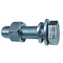 8 Grade 8 galvanized external hexagonal screws and nuts set complete flat washer spring washer national standard high strength bolt M12M20