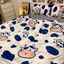 Quilt cover one-piece four-piece Summer Girl thin 180 × 200 single bed three girls dormitory 1 2 meters single bed