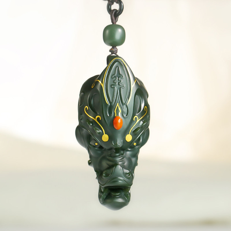 Huzige Jewelry Hetian Jade Pagoda Qingyi Special Fine Material 24k Gold Handle Pieces Original Design