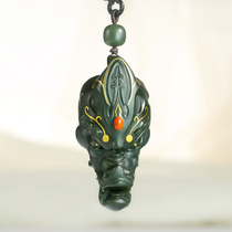 Huzige Jewelry Hetian Jade Pagoda Qingyi Special Fine Material 24k Gold Handle Pieces Original Design