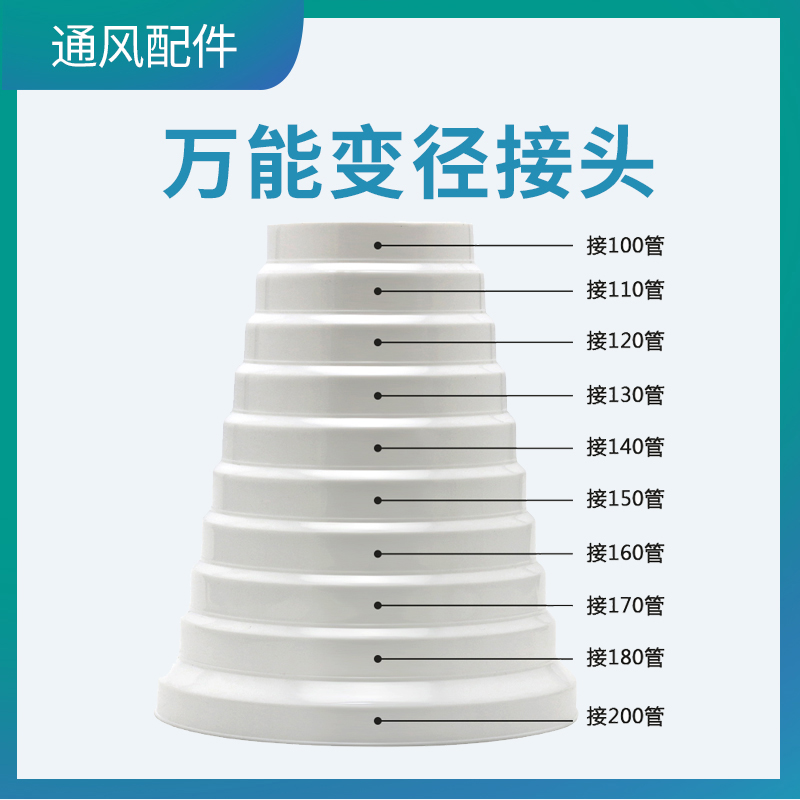 pvc variable diameter joint exhaust pipe to plastic size head direct range hood conversion head 100-200MM