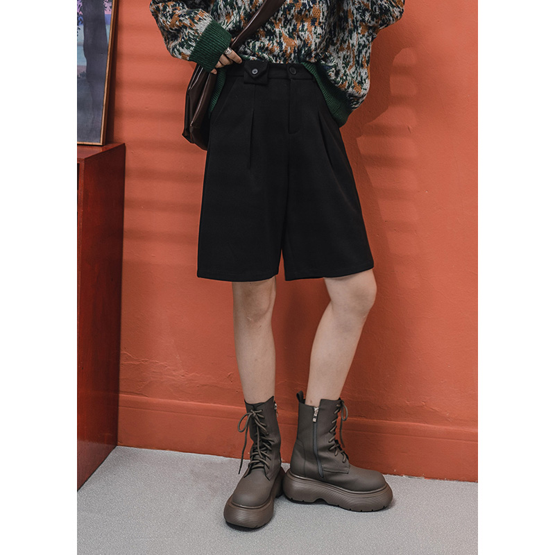 Fall high waist gross 50% pants woman black loose straight cylinder asymmetrical display slim down about 100 hitch 50% pants