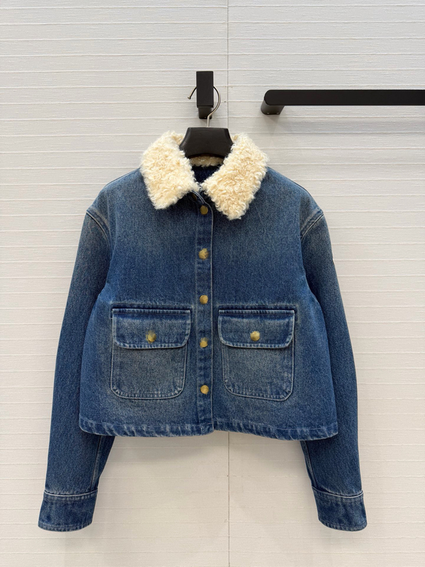Retro American Style! Autumn and Winter Spliced Teddy Fur Collar Denim Jacket Casual Versatile Top for Women Retro American Style! Autumn and Winter Spliced Teddy Fur Collar Denim Jacket Casual Versatile Top for Women