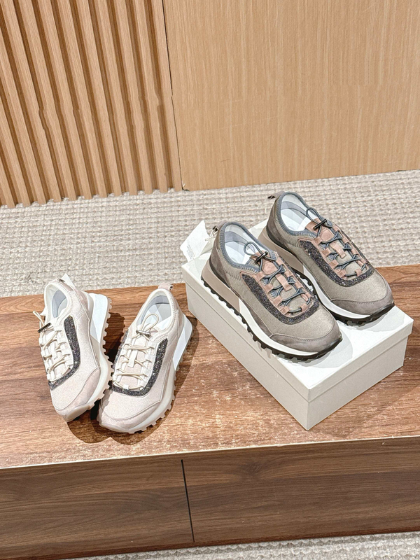 Italian Bc Bead Chain Decoration, Imported Suede Splicing, Thick-Soled Casual Sneakers for Women, Versatile, Lightweight, Comfortable, Large Size