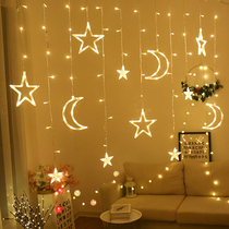  Stars Small Festoons Dorm Room Hanging Bed Starry Sky Bedroom Nets Red Romantic Bedside Students Seven Colorful Flashlights for Home
